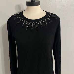 Talbots Black Sweater with Jewel Embellishments